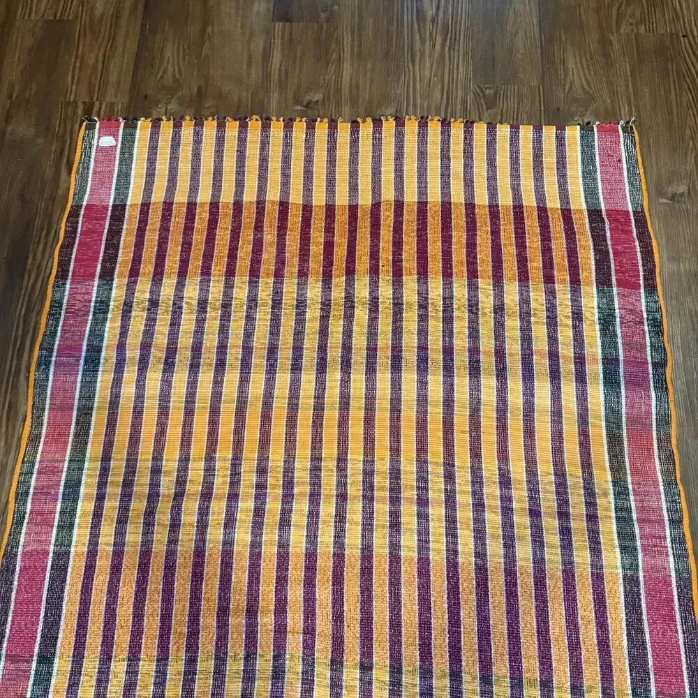 Vintage 50s RARE Turkish Striped Kilim‎ Rug | 180x152 cm | Colorful Handwoven